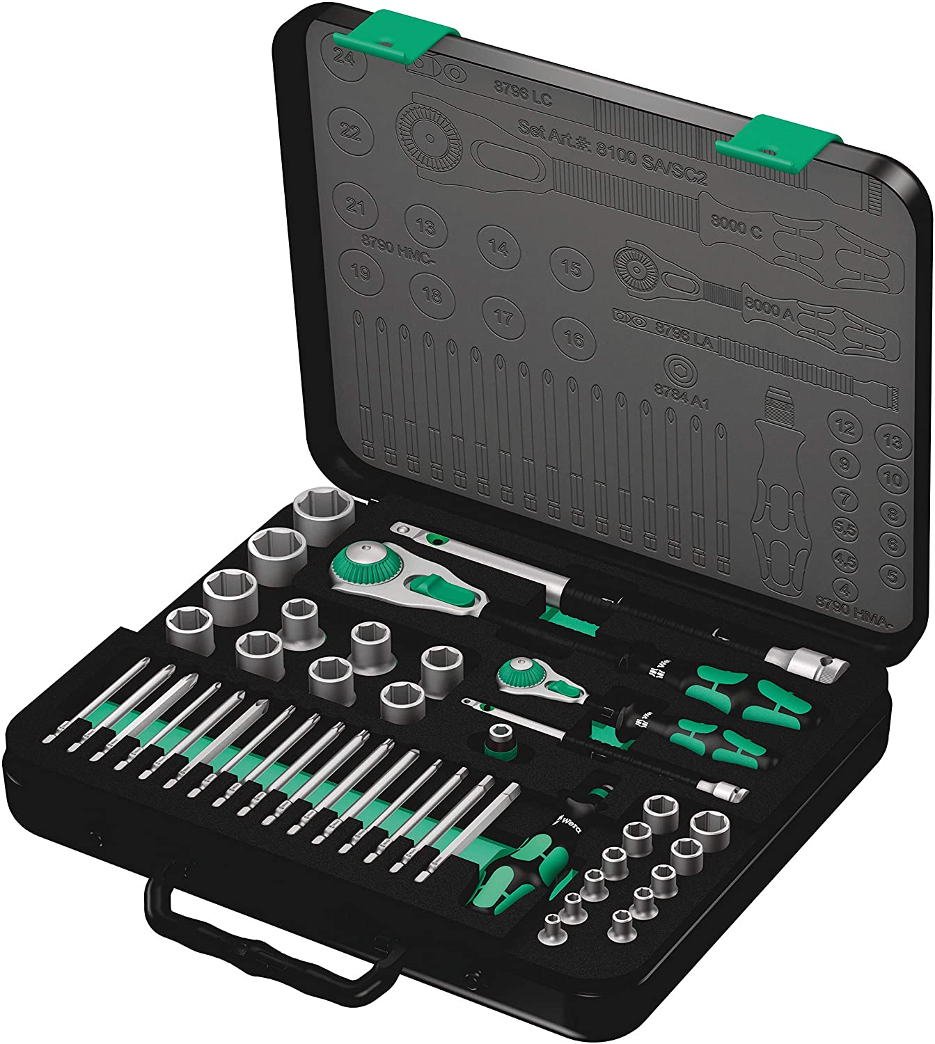 Zyklop 1/2" and 1/4" SA/SC Ratchet Set (Piece of 43)