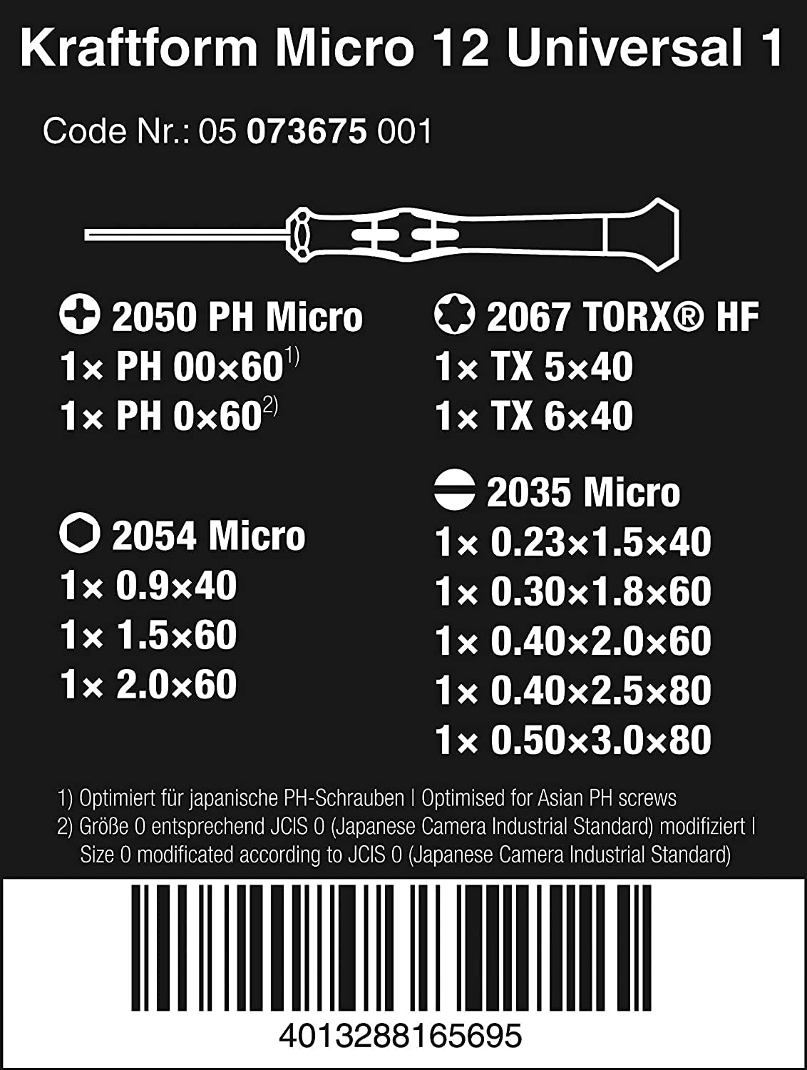 Kraftform Micro-Set/12 Sb 1 Screwdriver Set for Electronic Applications