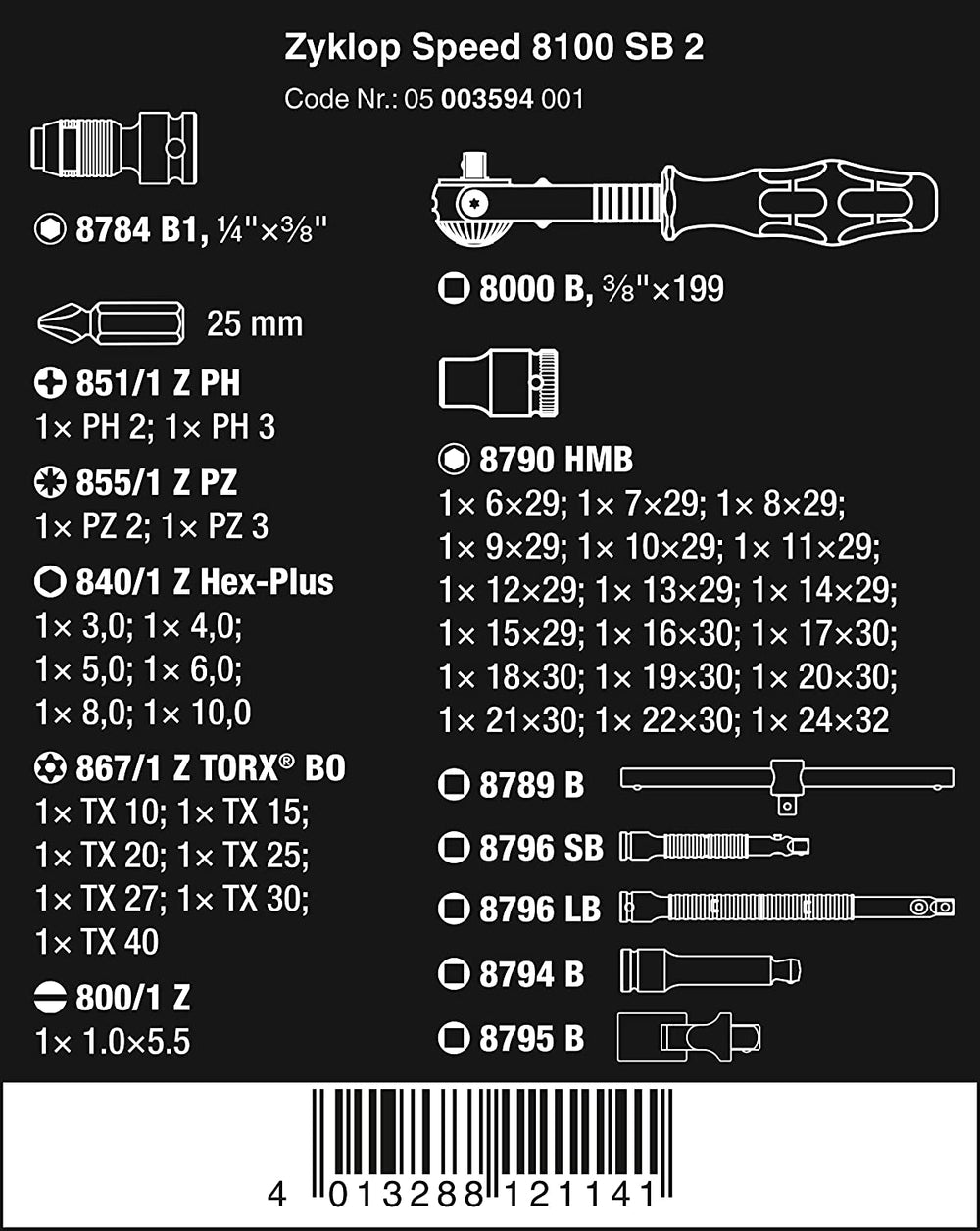 Zyklop 3/8" Metric Ratchet Set (Piece of 43)
