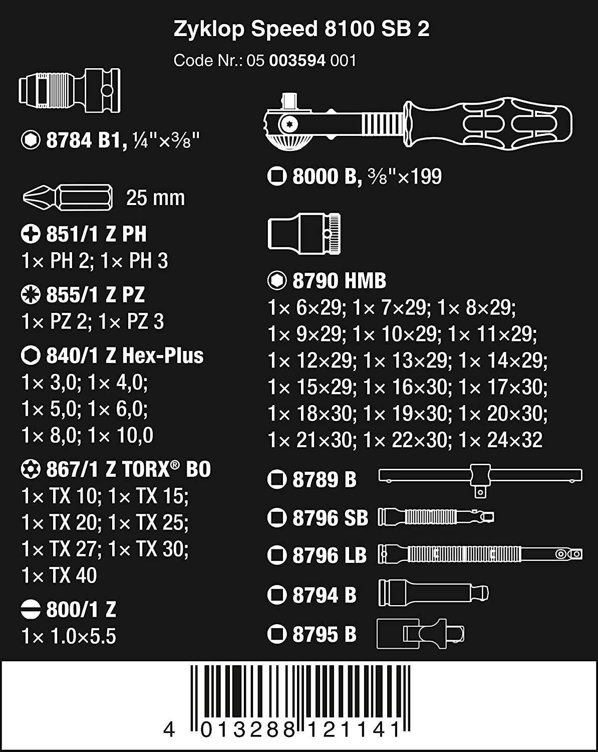 Zyklop 3/8" Metric Ratchet Set (Piece of 43)