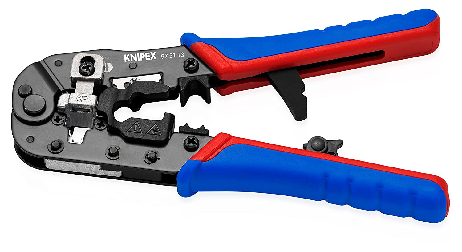 97 51 13 Crimping Pliers for RJ45 Western Plugs, Red/Blue, 7-1/2"