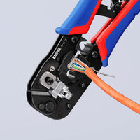 97 51 13 Crimping Pliers for RJ45 Western Plugs, Red/Blue, 7-1/2"