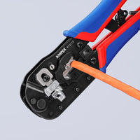 97 51 13 Crimping Pliers for RJ45 Western Plugs, Red/Blue, 7-1/2"